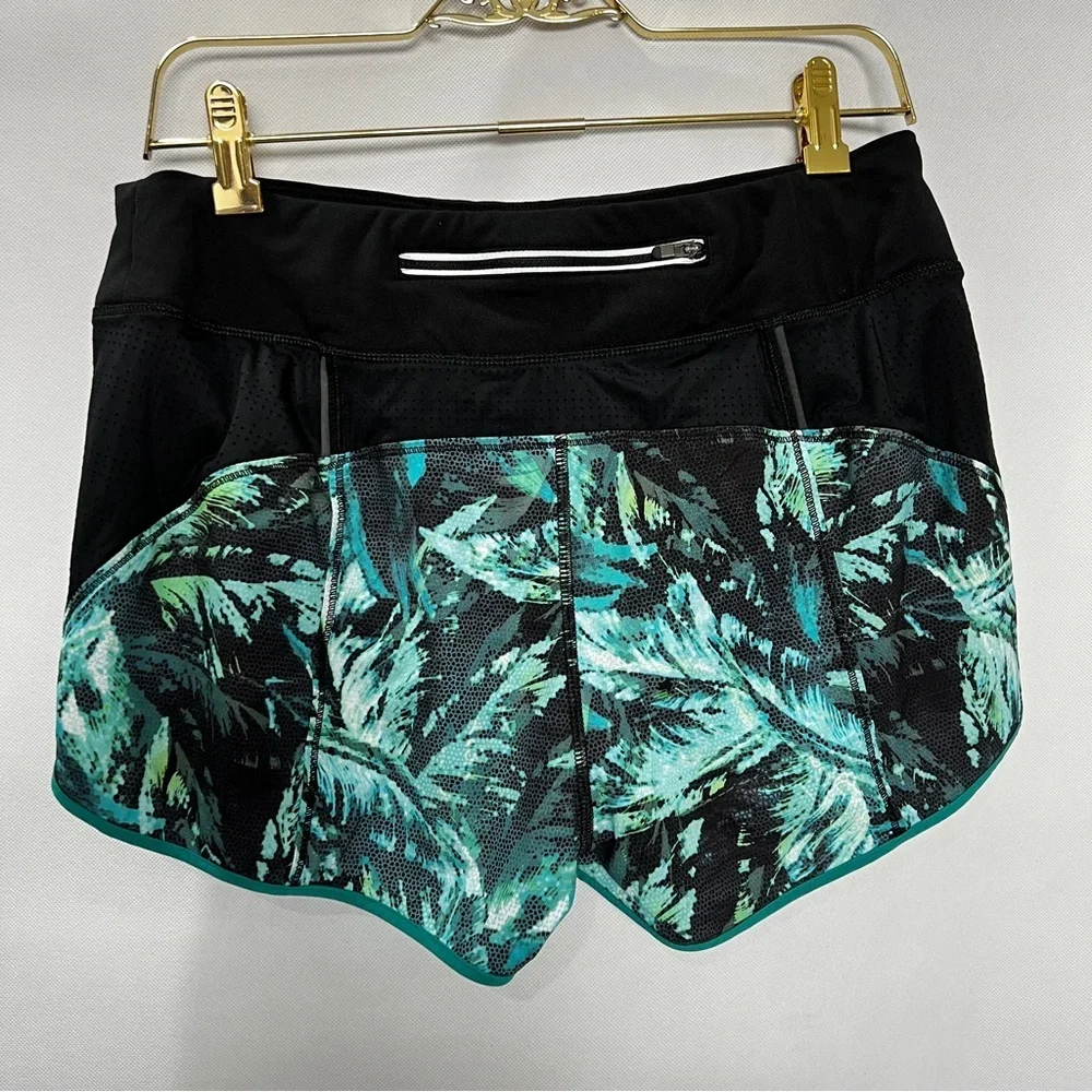 Athleta Track This Run Shorts Napali Tropical Green Teal Black Size Medium - Picture 4 of 14